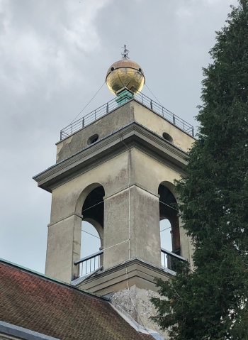 golden ball on the top of the Church of St. Lawrence in West Wycombe